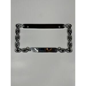 License Plate Frame Chain Chrome Plated Metal Tag Holder 4 Hole